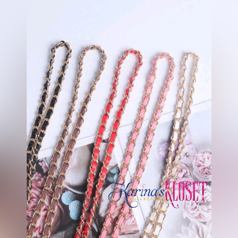 💕 Gold & Pink Vegan Leather Crossbody Purse Strap 💕 EXCELLENT w/Designer Bags